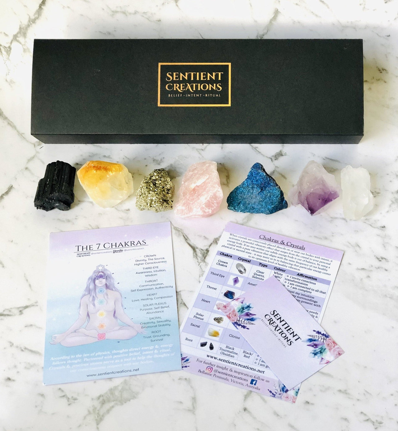 7 Chakra Raw Crystal Healing Set - Sentient Creations