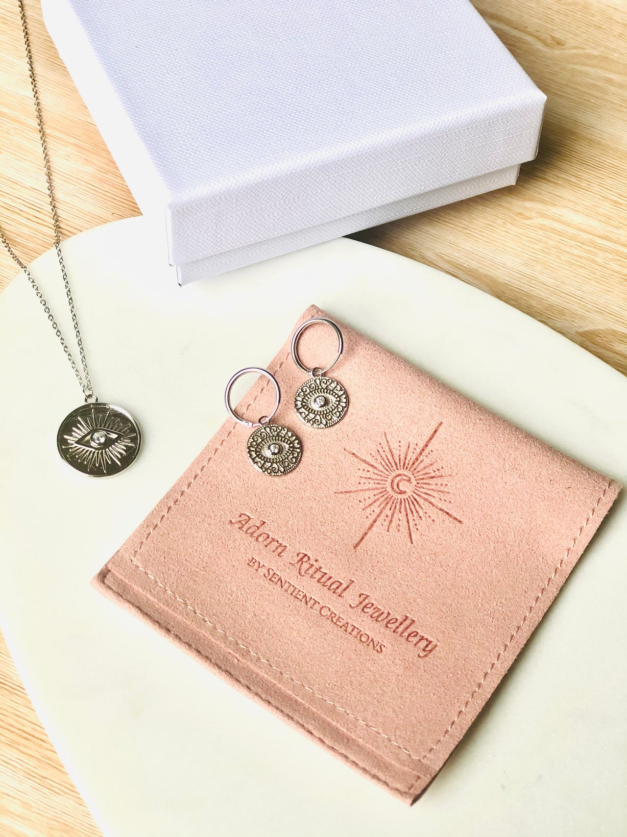 Protective Eye Coin Pendant Necklace ~ Sterling Silver