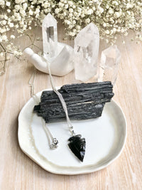 Thumbnail for Black Obsidian Arrowhead Crystal Necklace - Sentient Creations