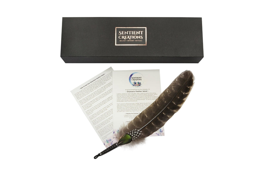 Blue Expression - Throat Chakra Shamanic Feather Wand - Sentient Creations