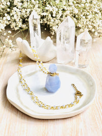 Thumbnail for Blue Lace Agate ~ Essential Oil Carrier Crystal Necklace - Sentient Creations