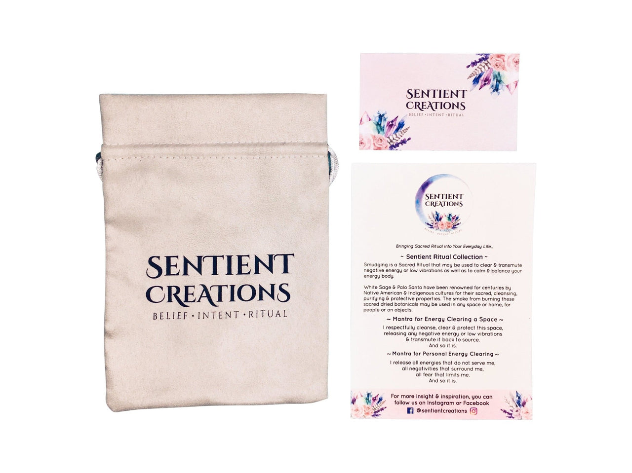 Botanical Smudge Stick Bouquet﻿﻿ with Clear Quartz Point - Sentient Creations