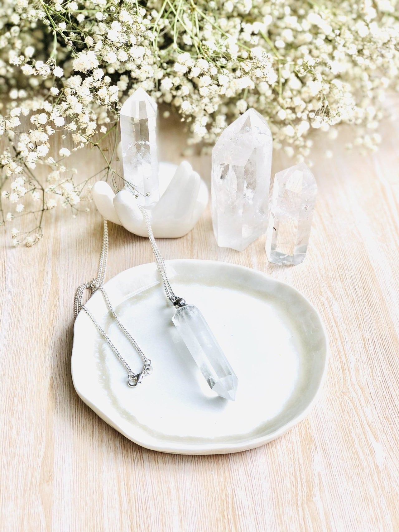 Clear Quartz ~ Essential Oil Carrier Crystal Necklace - Sentient Creations