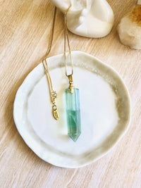 Thumbnail for Green Fluorite ~ Essential Oil Carrier Crystal Necklace - Sentient Creations