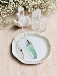 Thumbnail for Green Fluorite ~ Essential Oil Carrier Crystal Necklace - Sentient Creations