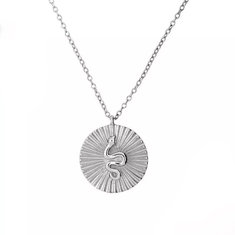 Empowering Serpent Coin Pendant ~ Sterling Silver
