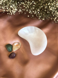 Thumbnail for Selenite Charging Bowl ~ Crescent Moon