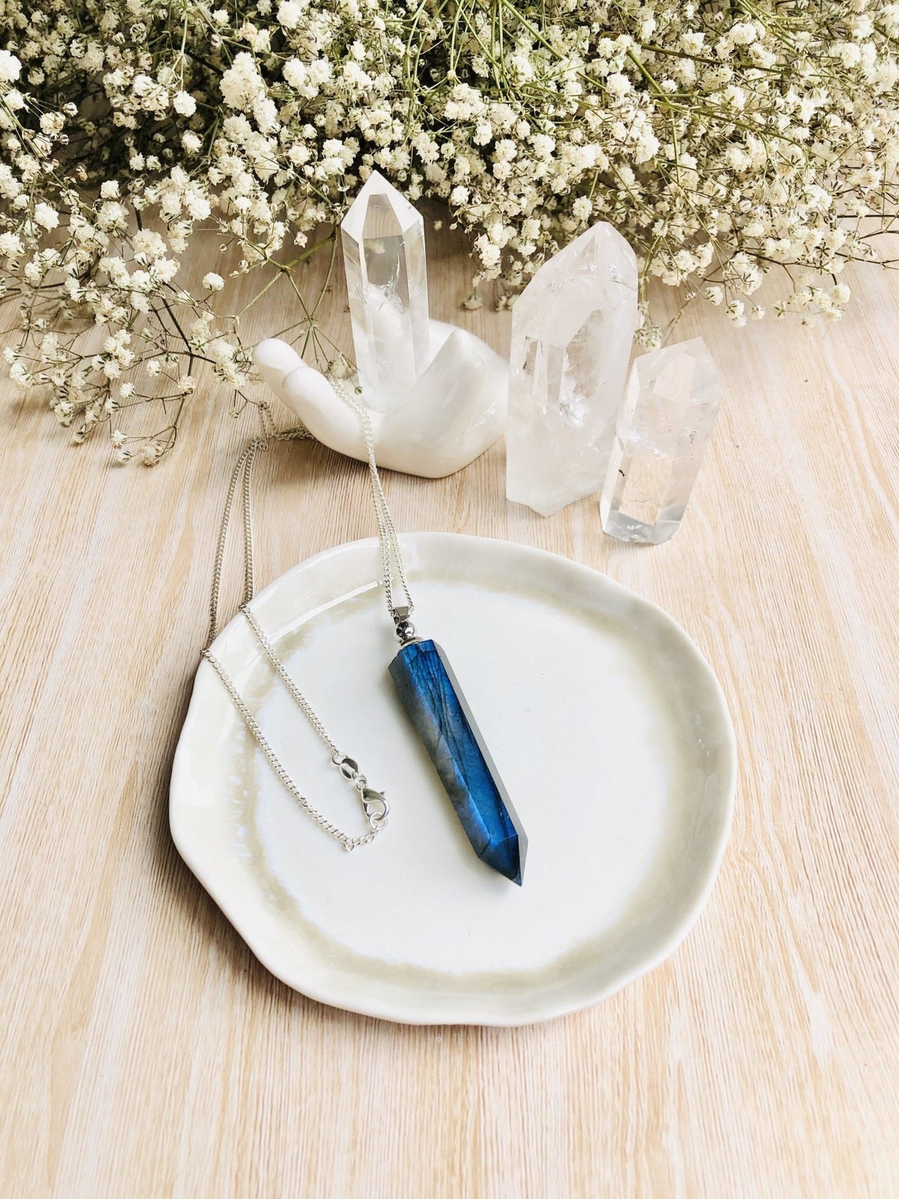 Labradorite ~ Essential Oil Carrier Crystal Necklace - Sentient Creations