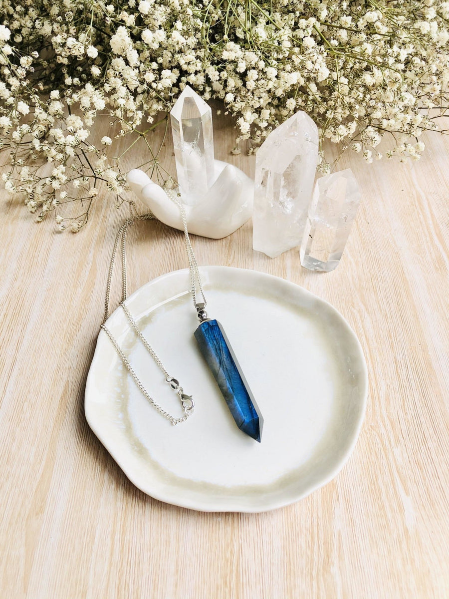 Labradorite ~ Essential Oil Carrier Crystal Necklace - Sentient Creations