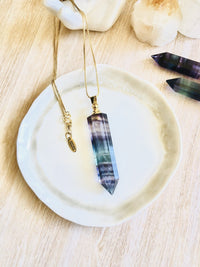 Thumbnail for Rainbow Fluorite ~ Essential Oil Carrier Crystal Necklace - Sentient Creations