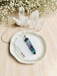 Thumbnail for Rainbow Fluorite ~ Essential Oil Carrier Crystal Necklace - Sentient Creations