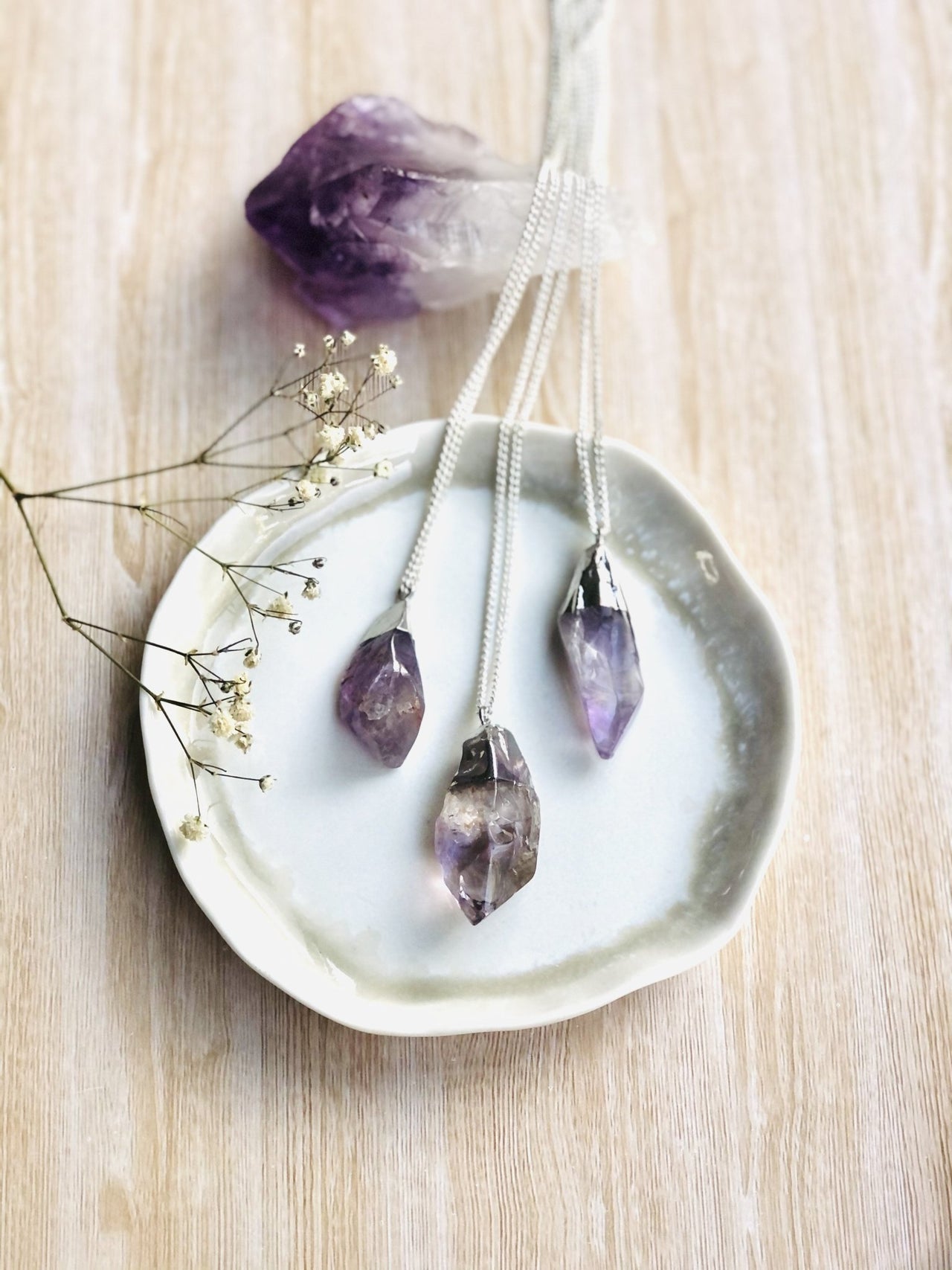 Raw Amethyst Sterling Silver Necklace - Sentient Creations