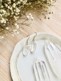 Thumbnail for Raw Clear Quartz Earrings - Sentient Creations