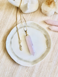 Thumbnail for Rose Quartz ~ Essential Oil Carrier Crystal Necklace - Sentient Creations